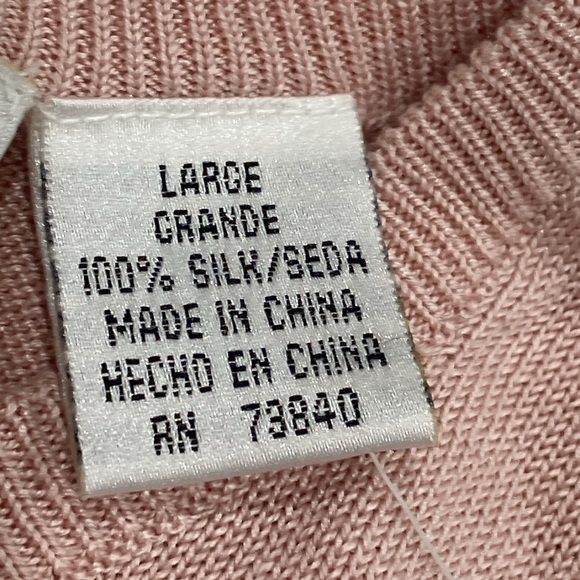 SILK LORE BY BETH TERRELL 100% pure silk light pink sleeveless knit top size L - Picture 9 of 12
